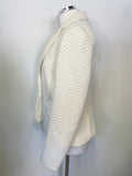REISS LATINO IVORY QUILTED LONG SLEEVED JACKET SIZE M