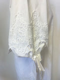 SWEEWE PARIS WHITE COTTON LOOSE FIT DRESS WITH LACE TRIM TIE HALF SLEEVES SIZE S