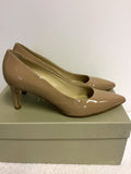 HOBBS CAMEL PATENT LEATHER HEELS SIZE 5.5/ 38.5