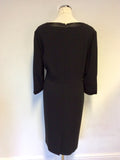 JAEGER BLACK SQUARE NECKLINE 3/4 SLEEVE PENCIL DRESS SIZE 18