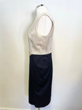 BRAND NEW PHASE EIGHT SLEEVELESS CREAM & NAVY BLUE PENCIL DRESS & SHORT JACKET SIZE 12