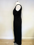 COAST BLACK SLEEVELESS DRAPED LONG EVENING DRESS SIZE 12