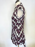 TED BAKER RED , WHITE & BLUE TARTAN CHECK COTTON SLEEVELESS DRESS SIZE 3 UK 12
