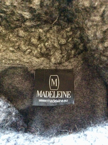 MADELEINE GREY WOOL & CASHMERE BLEND SEQUIN TRIM POLO NECK JUMPER SIZE 16/18