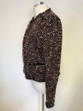 TED BAKER JASINA BLACK & MULTI COLOURED BOUCLE WEAVE JACKET SIZE 2 UK 10