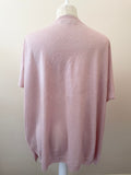 JAEGER LIGHT PINK OVERSIZED FINE KNIT WOOL & SILK SHORT SLEEVE TOP SIZE L