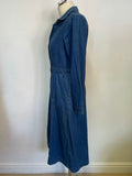 BLUE 73 DENIM BLUE LONG SLEEVE BUTTON FRONT DRESS SIZE 10