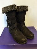 STUART WEITZMAN BLACK MOLESKIN LEATHER WRAP ELEPHANT BOOTS SIZE 6/39