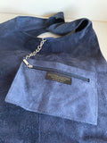 BORSE IN PELLE NAVY BLUE SUEDE HOBO SHOULDER BAG