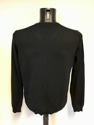 JOHN LEWIS BLACK V NECK MERINO WOOL JUMPER SIZE L