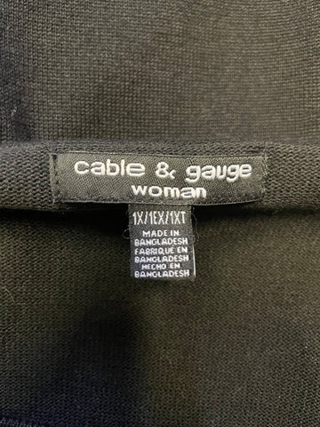 CABLE & GAUGE BLACK CUT OUT FRONT 3/4 SLEEVED JUMPER SIZE XL