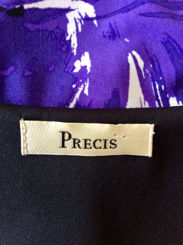 PRÉCIS PURPLE,BLACK & WHITE FLORAL PRINT STRETCH PENCIL DRESS SIZE 10