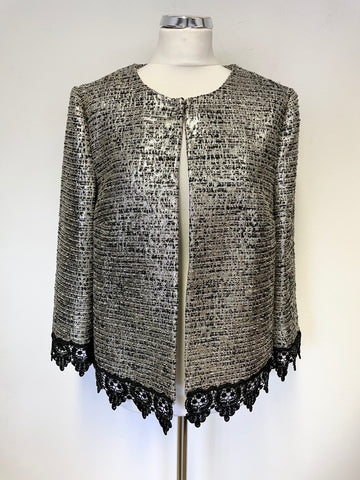 ROHMIRACLE BY ROHMIR BLACK & SILVER METALLIC SPECIAL OCCASION / EVENING JACKET SIZE 42 UK 14