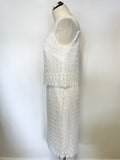 HOBBS WHITE LACE SLEEVELESS PENCIL DRESS SIZE 10
