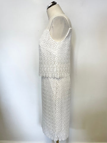 HOBBS WHITE LACE SLEEVELESS PENCIL DRESS SIZE 10