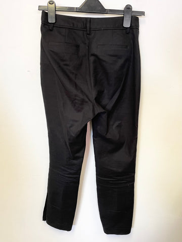 MINT VELVET BLACK  BUTTON TRIMMED TAPERED LEG CROPPED TROUSERS SIZE 6R