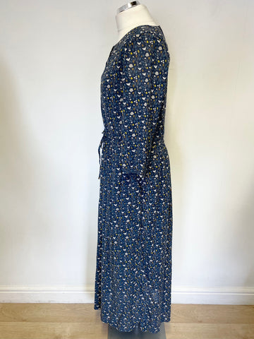 BRAND NEW SEASALT CORNWALL TEAL FLORAL PRINT ROCK DOVE 3/4 SLEEVE MAXI DRESS SIZE 10