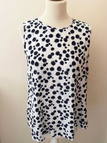 HOBBS PURPLE,BLUE & IVORY 100% SILK SLEEVELESS TOP SIZE 12