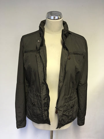 MASSIMO DUTTI BROWN ZIP UP JACKET WITH CONCEALED HOOD SIZE L