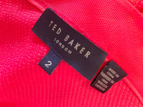 TED BAKER LILYANE RED SATIN SLEEVELESS TOP SIZE 2 UK 10/12