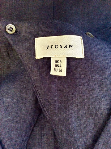JIGSAW NAVY BLUE LINEN BELTED SHIFT DRESS SIZE 8 ALSO FIT 10/12