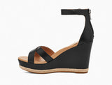 BRAND NEW UGG EZRAH BLACK LEATHER WEDGE HEEL SANDALS SIZE 5/38