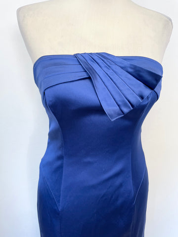 BRAND NEW COAST ROYAL BLUE SATIN LONG SPECIAL OCCASION/ EVENING DRESS SIZE 8