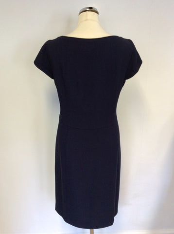 JIGSAW DARK BLUE CAP SLEEVE WOOL BLEND DRESS SIZE 14