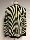 HOBBS BLACK & IVORY ZEBRA PRINT CARDIGAN SIZE 16