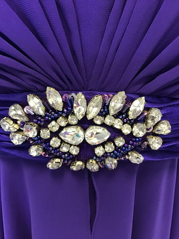 BRAND NEW DEMETRIOS PURPLE FLOATY EMBELLISHED TOP & MATCHING TROUSERS SIZE 14