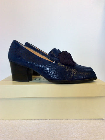BRAND NEW HB ESPANA DARK BLUE LEATHER TASSEL TRIM HEELS SIZE 6/39