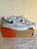NIKE CAMO AIR FORCE ONE LOW WHITE & GREEN CUSTOMISED TRAINERS SIZE 9/44