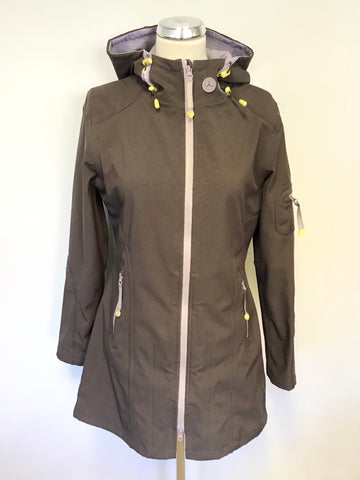 ISLE JACOBSEN MAUVE & LILAC TRIM HOODED RAINCOAT SIZE 36 UK 8/10