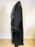 JAEGER BLACK SHEEPSKIN FUR LINED FULL LENGTH COAT SIZE 14