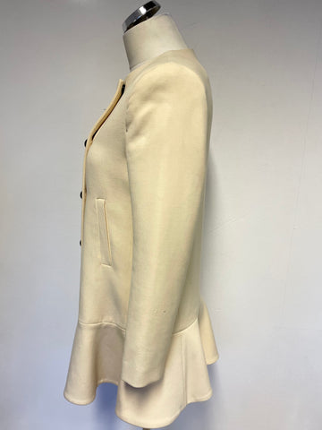ZARA WOMAN BUTTERMILK LONG FLUTTED HEM JACKET SIZE S