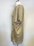 MNG CREAM BEADED & SEQUINNED SHORT SLEEVE SHIFT DRESS SIZE M