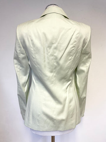 JOSEPH JANARD PALE GREEN COTTON & SILK PENCIL SKIRT & JACKET SUIT SIZE 10