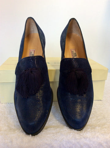 BRAND NEW HB ESPANA DARK BLUE LEATHER TASSEL TRIM HEELS SIZE 6/39