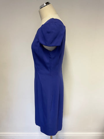 REISS BLUE CAP SLEEVED KNEE LENGTH PENCIL DRESS SIZE 14