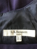 LK BENNETT DARK PURPLE CAP SLEEVE PENCIL DRESS SIZE 14