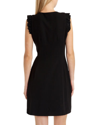 BRAND NEW TED BAKER MIMMI BLACK RUFFLE TRIM PENCIL DRESS SIZE 1 UK 8/10