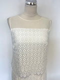 HOBBS WHITE LACE SLEEVELESS PENCIL DRESS SIZE 10