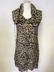 THE MASAI CLOTHING COMPANY BLACK & CAMEL PRINT SLEEVELESS DRESS SIZE XS