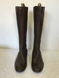 HOBBS BROWN LEATHER KNEE LENGTH ELASTICATED SIDE BOOTS SIZE 7.5/41