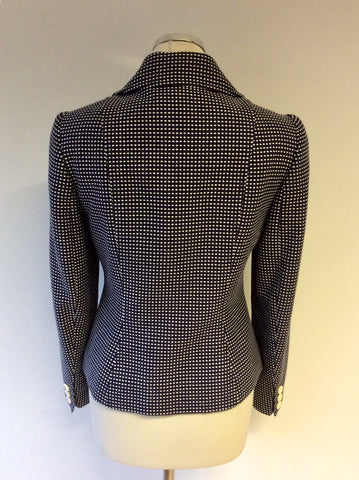 HOBBS NAVY BLUE & WHITE SPOT DOUBLE BREASTED JACKET SIZE 10