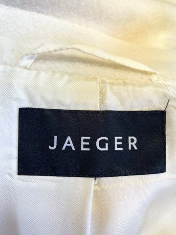 JAEGER WINTER WHITE DOUBLE BREASTED KNEE LENGTH COAT SIZE 10