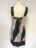 TED BAKER BLACK,PEACH,PINK & IVORY SILK SLEEVELESS SHIFT DRESS SIZE 1 UK 8/10