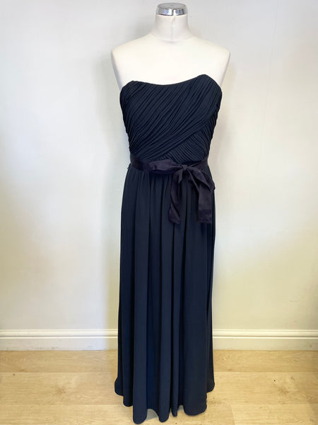BRAND NEW MARKS & SPENCER NAVY BLUE STRAPLESS/ STRAPPY LONG OCCASION DRESS SIZE 12