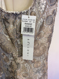 BRAND NEW GINA BACCONI SILVER GREY & PALE GOLD LACE SPECIAL OCCASION DRESS SIZE 18