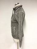 MARCCAIN GREY COTTON STITCH TRIM ZIP UP TOP SIZE 1 UK 8/10